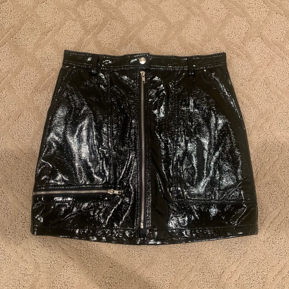 Black Faux Leather Mini Skirt